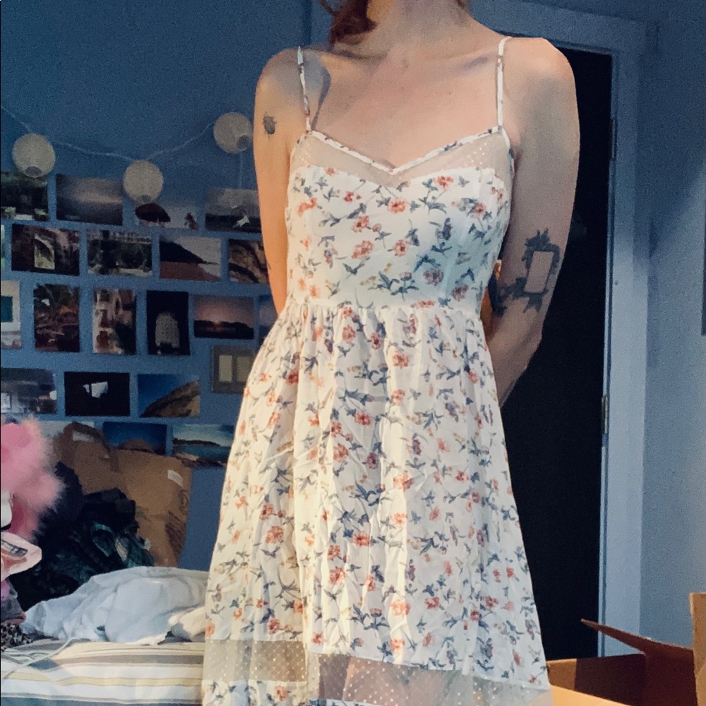 white floral midi dress